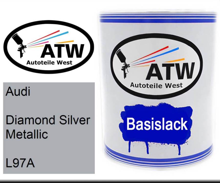 Audi, Diamond Silver Metallic, L97A: 1L Lackdose, von ATW Autoteile West.